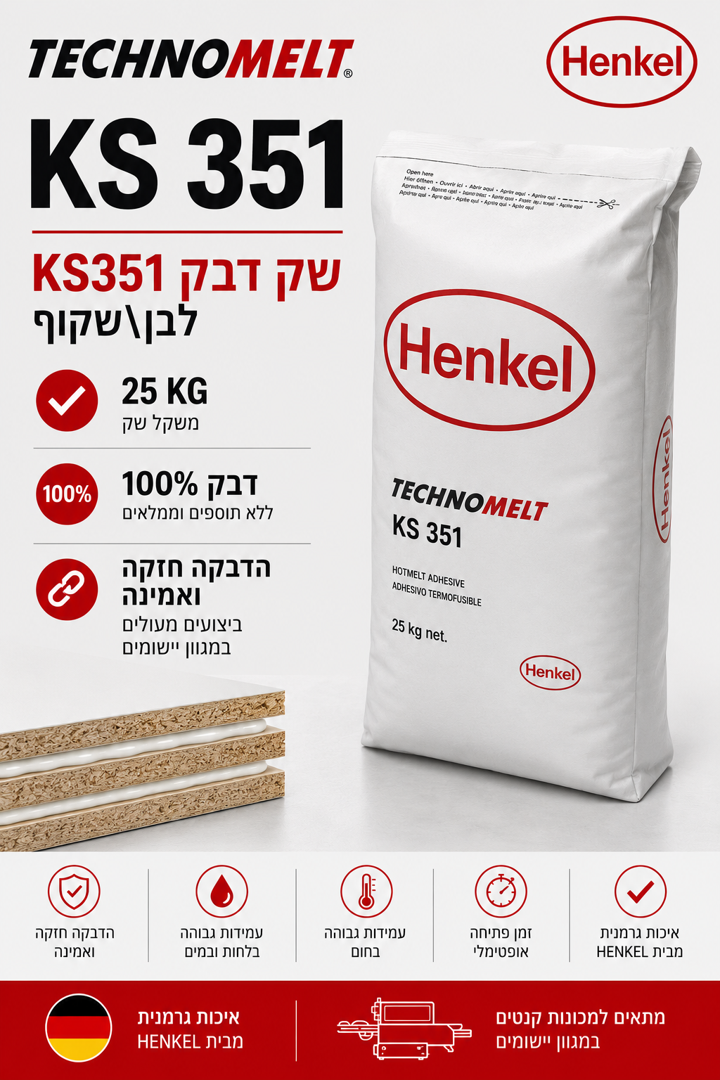 KS 351 White - דבק לבן למכונת קנטים